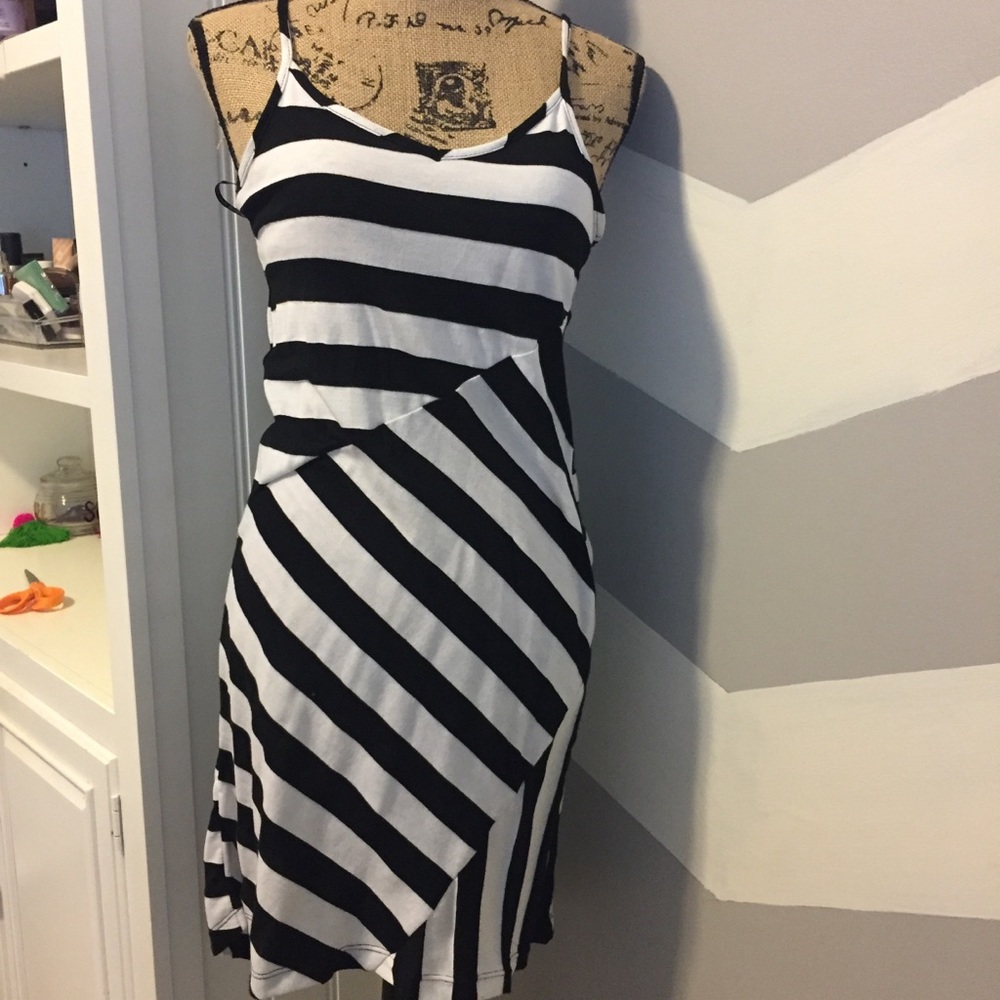 Black and white striped summer dress